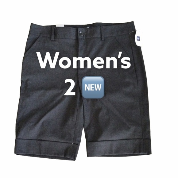 Women's Gap 2 XS Shorts Chino Khakis Bermuda Black Stretch Spandex NWT - Picture 6 of 8